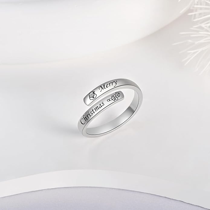 BEILIN 925 Sterling Silver Inspirational Jewelry Rings Adjustable Ring Personality Encouragement Gift for Teens Women
