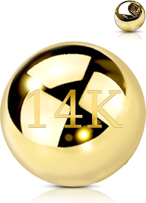 OUFER 14K Solid Gold Clea CZ Replacement Ball Externally Threaded for Belly Button Rings