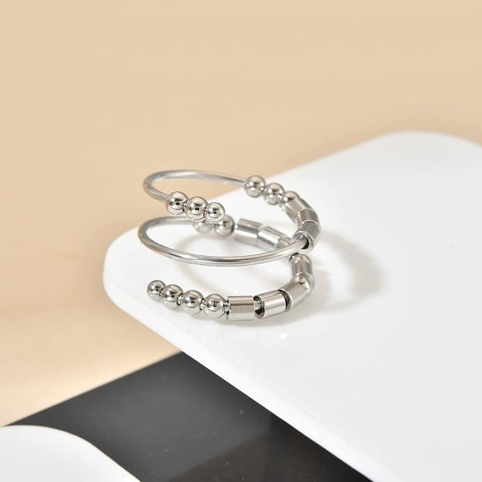 Morse Code Rings for Women, Stainless Steel Spinner Ring Fidget Rings for Anxiety Ring Morse Code Rings Inspirational Gifts Jewelry Women Birthday Graduation Gifts for Best Friends