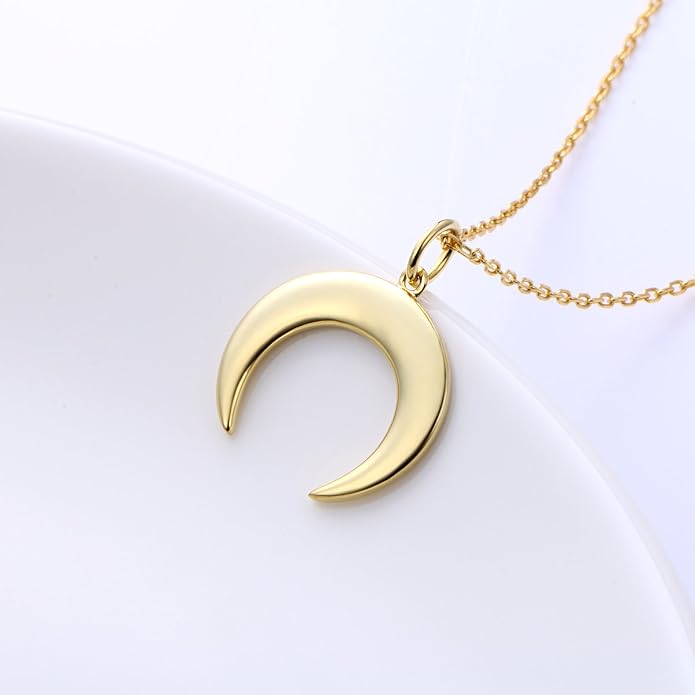 DAOCHONG S925 Sterling Silver Crescent Phases Moon Pendant Necklace for Women Jewelry