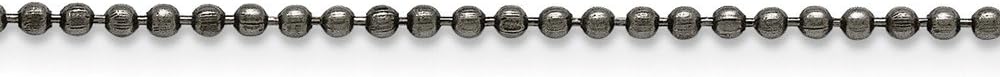 Solid Stainless Steel 2.00mm Beaded Ball Vintage Antiqued Chain Necklace - with Secure Lobster Lock Clasp