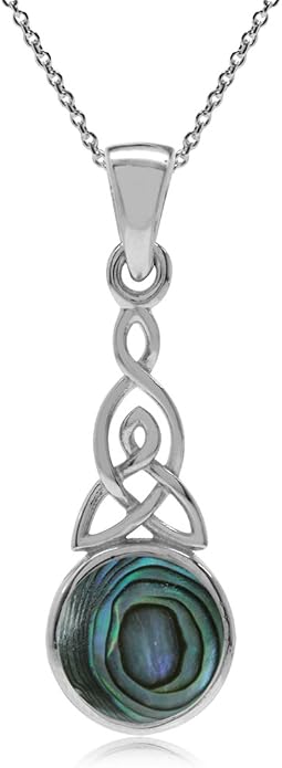 Silvershake 8MM Round Shape Gemstone White Gold Plated or Yellow Gold Plated 925 Sterling Silver Triquetra Celtic Knot Pendant or Pendant with 18 Inches Chain Necklace Jewelry for Women