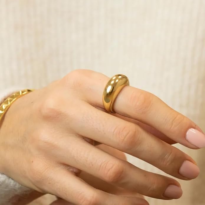 Pierced Owl 304 Stainless Steel Dome Chunky Statement Ring