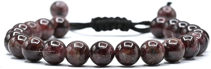 Amazing Gemstone Garnet Bracelet for Women Men's Gifts - Protection Healing Crystal Bracelet - 8mm Gemstone Beaded Adjustable Bracelet