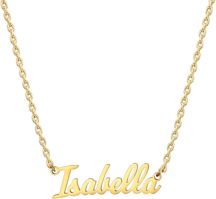MOMOL 18K Gold Plated Stainless Steel Name Necklace Personalized Custom Name Necklace Customized Nameplate Necklace for women