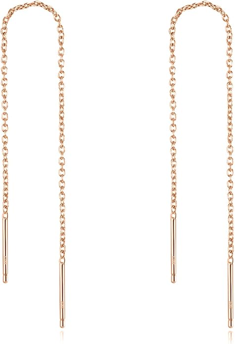 YFN Threader Earrings Sterling Silver Chain -Earrings for Women Dangle Earrings Thread Dangling Threaded Long Chain Earring Nickel Free Hypoallergenic Ear for Women