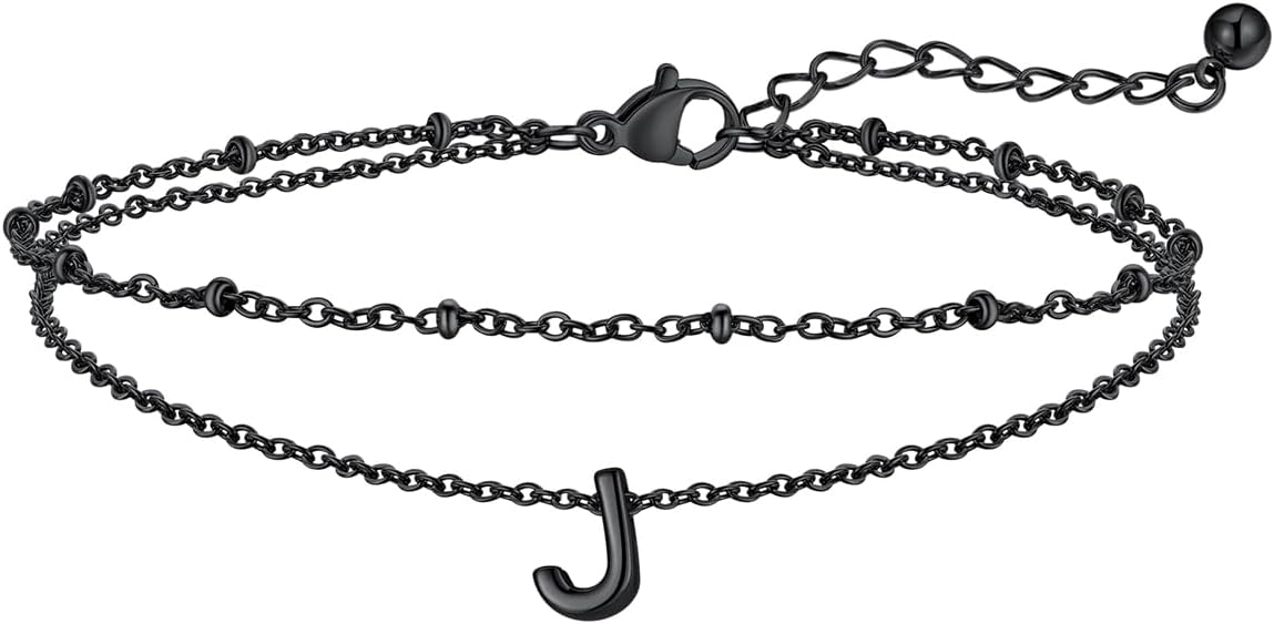 FaithHeart Initial Ankle Bracelets for Women, Waterproof 14k Gold Plated Initial Anklets Non Tarnish Stainless Steel Cute Layered Anklet Summer Beach Jewelry