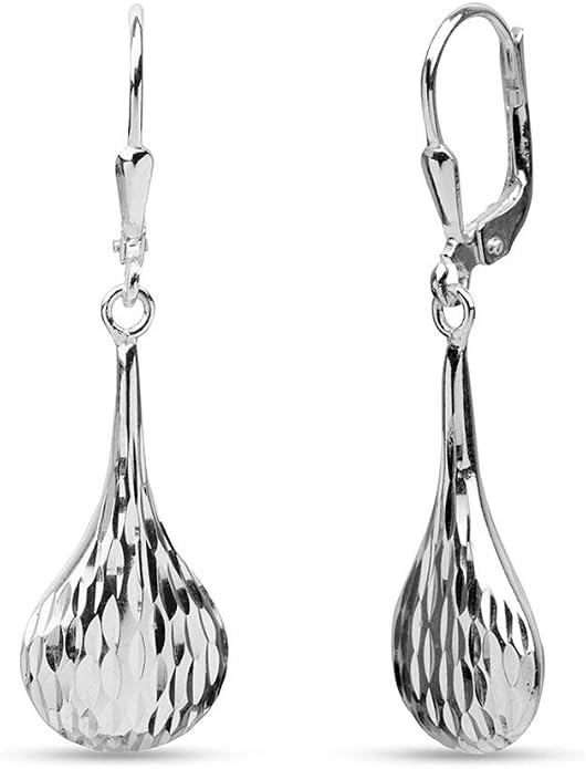 LeCalla 925 Sterling Silver Leverback Drop Earrings Lightweight Bohemia Teardrop Drop Dangle Earring for Women