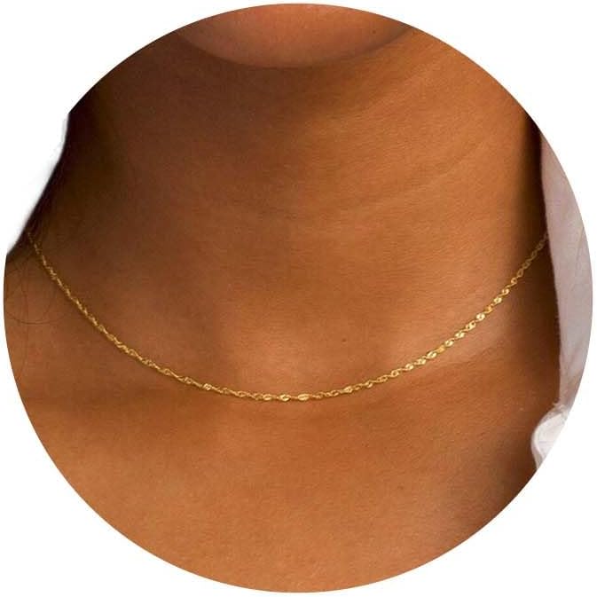 Gold Chain Necklace for Women Dainty Simple Satellite Beaded Twisted Chain Choker Necklace Everyday Jewelry Christmas Gifts