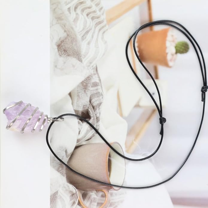 Natural Gemstone Pendant Necklace For Men & Women Spiritual Jewelry Wire Wrapped Gemstone Chakra Necklaces Real Stones For Him & Her