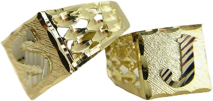 Nugget Style Initial Letter Ring, A-Z, 18K Gold Plated, Non Tarnish