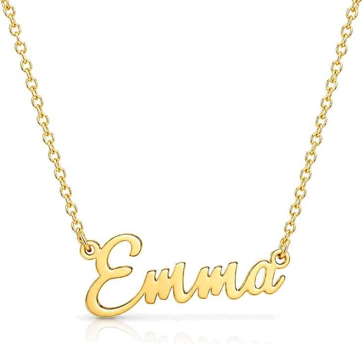 MOMOL 18K Gold Plated Stainless Steel Name Necklace Personalized Custom Name Necklace Customized Nameplate Necklace for women