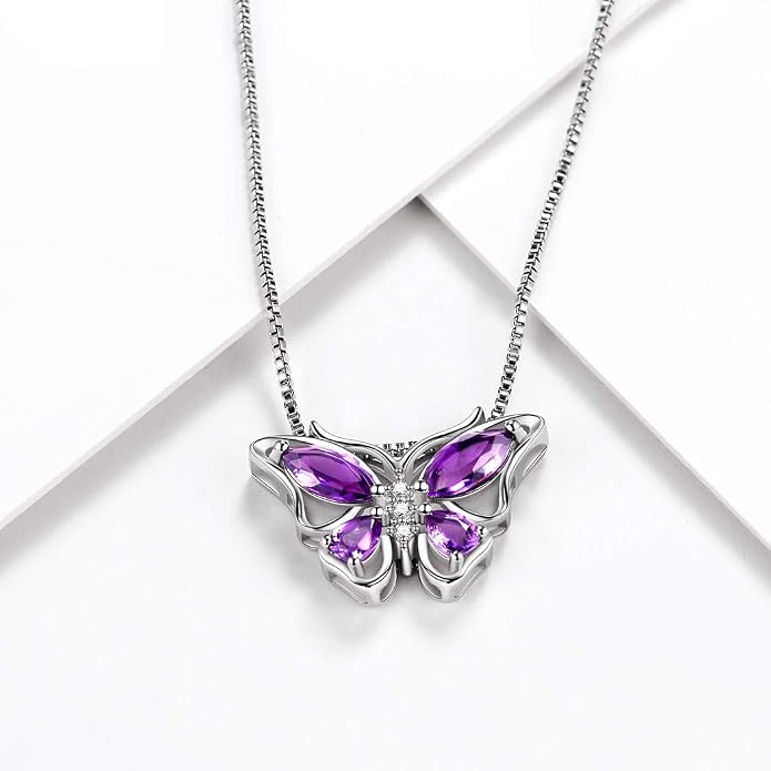 Aurora Tears Butterfly Jewelry,Women 925 Sterling Silver Butterflies Birthstone Pendant Necklace/Earrings/Rings Wedding Gift
