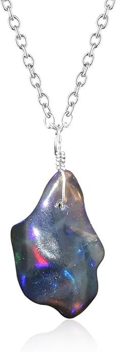 Raw Gemstone Dainty Pendant Necklace for Women, Natural Birthstone Handmade Jewelry, Healing Chakra Crystal, Silver Plated Chain 18" Birthday Gift for Her