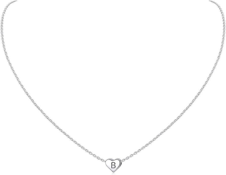 ChicSilver 925 Sterling Silver Heart Initial Necklaces for Women -Dainty Personalized Heart Pendant Letter Alphabet Necklace for Women