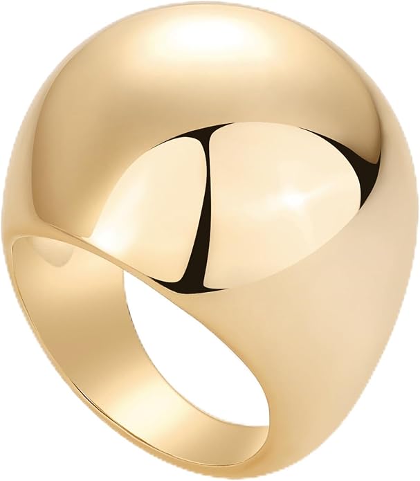 PAVOI 14K Gold Plated Chunky Domed Statement Ring for Women | Lightweight Trendy Sphere Rings | Statement Jewelry