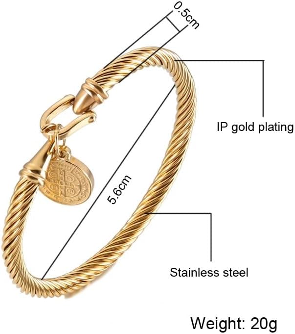 14K Gold Filled San Benito Bracelet For Women And Men, Saint Benedict Medal Bracelet Adjustable String Bracelets Religious, Pulseras De San Benito, Rosario De San Benito