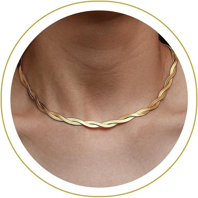CHESKY 14K Gold/Silver Plated Snake Chain Necklace Herringbone Necklace Gold Choker Necklaces for Women Gifts Jewelry 1.5/3/5MM(W) 14"/16"(L) Mothers Day Gifts for Mom