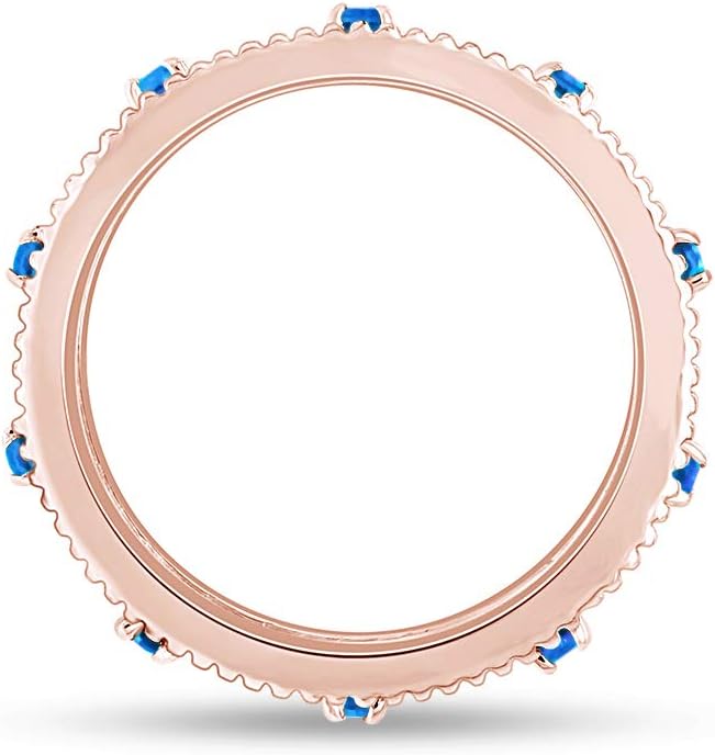 Jewel Zone US Filigree Eternity Wedding Band Ring for Women, Round Cut Simulated Gemstone Stackable Promise Ring in 14K Gold Plated 925 Sterling Silver Band Width 3.5mm – Elegant Jewelry for Her
