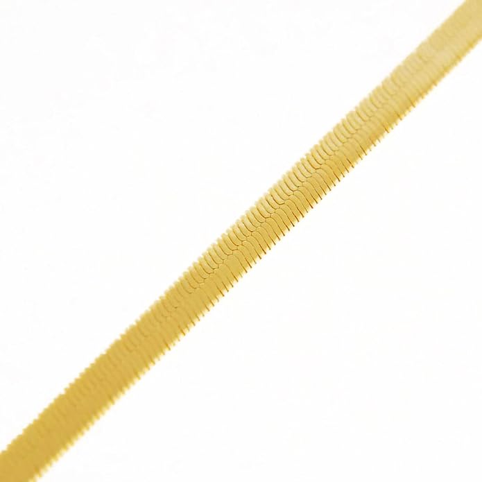 Men's Women's Flat Flexible Shine Herringbone Chain Necklace 14kt Gold Plated sized 20"