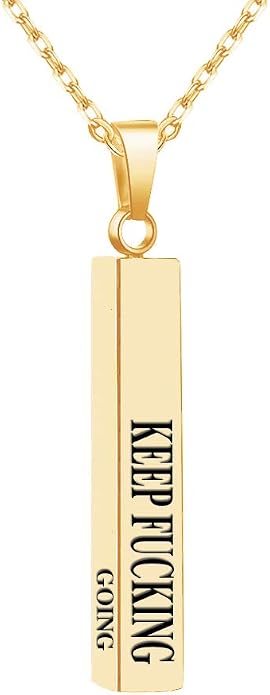 Personalized 3D Vertical Bar Necklace, Custom Necklace Engraved with Any Name Pendant Jewelry Mothers Day Gift