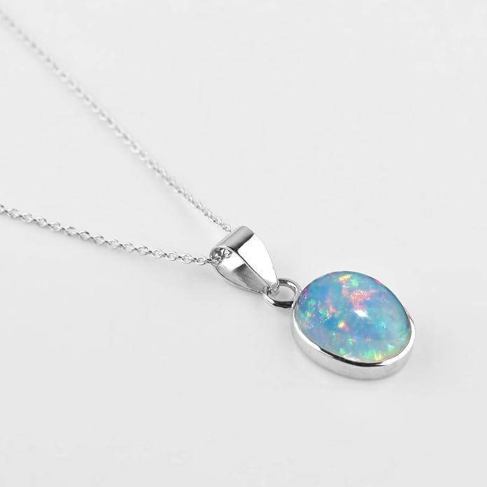 Raw Gemstone Dainty Pendant Necklace for Women, Trendy Healing Chakra Crystal, Birthstone Handmade 925 Sterling Silver Adjustable 18 inch Chain Jewelry, Birthday Gifts