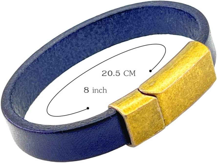 Mens Genuine Leather Bracelet - Handmade Adjustable Leather Cuff Bracelet punk Style leather wrap Wristband for Men