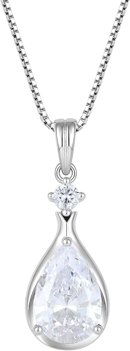 Birthstone Necklace for Women Teardrop Necklace S925 Sterling Silver Infinity Love Pendant for Mom Women