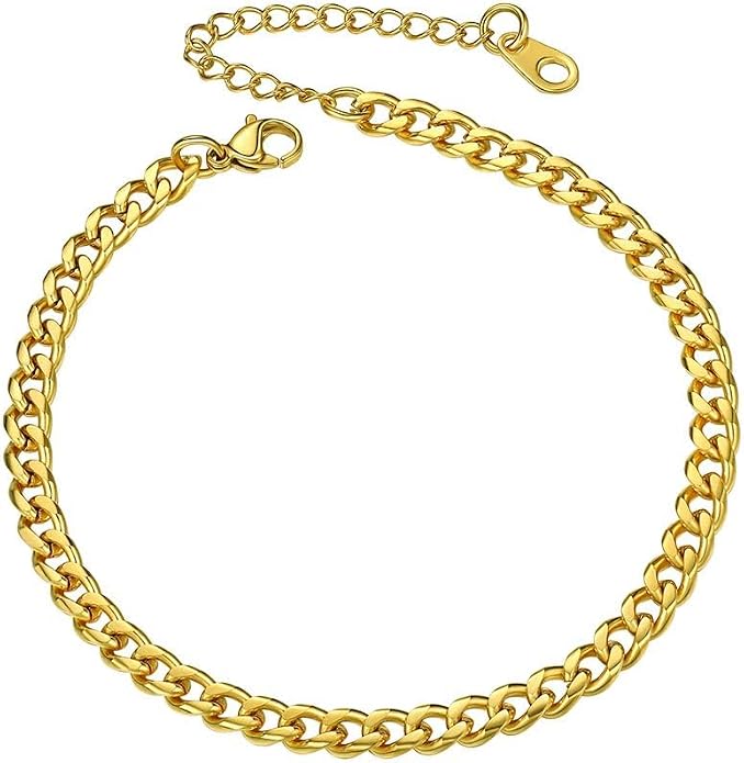 PROSTEEL Gold/Silver Anklets for Women Waterproof, 14K Gold Plated Ankle Bracelet Non Tarnish, Jewelry Gifts Adjustable