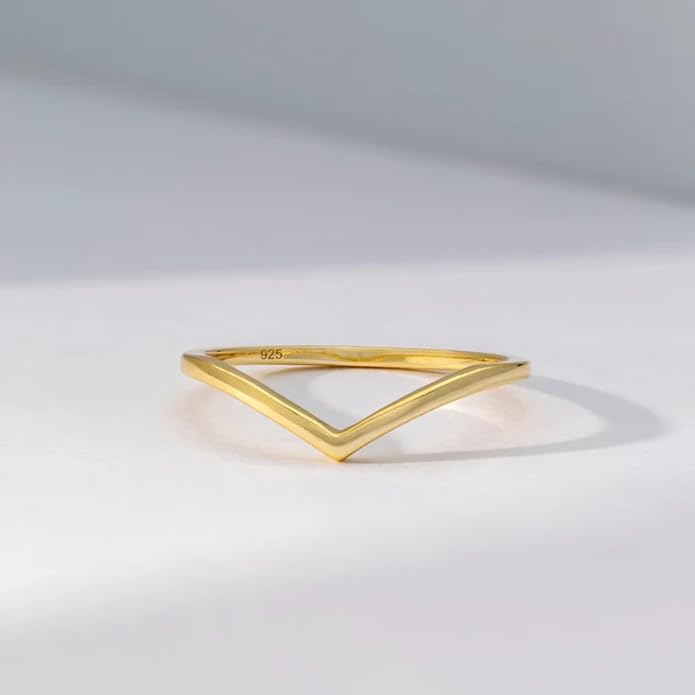 14K Gold Vermeil Ring for Women, Minimalist Stackable Band, 925 Sterling Silver Statement & Everyday Jewelry, Gifts for Women
