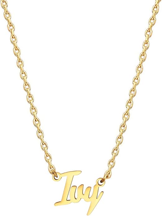 MOMOL 18K Gold Plated Stainless Steel Name Necklace Personalized Custom Name Necklace Customized Nameplate Necklace for women