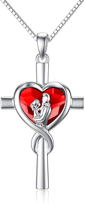 PROESS S925 Sterling Silver Daughter Heart Pendant Necklace from Dad Mom I Love You Forever Jewelry