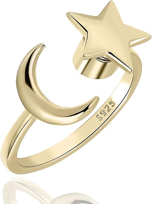 Halukakah 18K Gold/Platinum Plated Anxiety Spinning Ring: Stylish Diamond Heart Stress Relief Jewelry with Beads Spinner,Himalaya Salt Added,Size Adjustable,Gift for Women,Teens,Girls,Daughter,and Mom