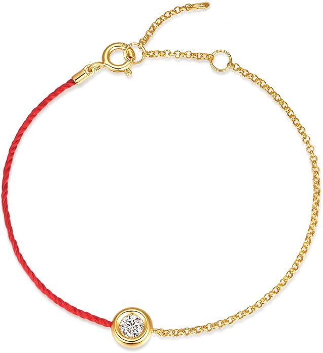 MISS mimi 18K Gold Plated Moissanite Bracelet for Women, 925 Sterling Silver Bezel Set Dainty Cord Jewelry, Adjustable Layering Friendship Gift