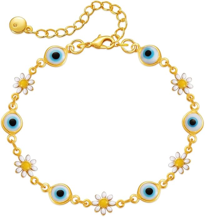 Lucky Evil Eye Bracelet for Women Family Lucky Charm Blue Red White Clear CZ Cubic Zirconia Spiritual Bracelet Birthday Anniversary
