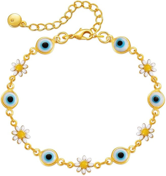 Lucky Evil Eye Bracelet for Women Family Lucky Charm Blue Red White Clear CZ Cubic Zirconia Spiritual Bracelet Birthday Anniversary