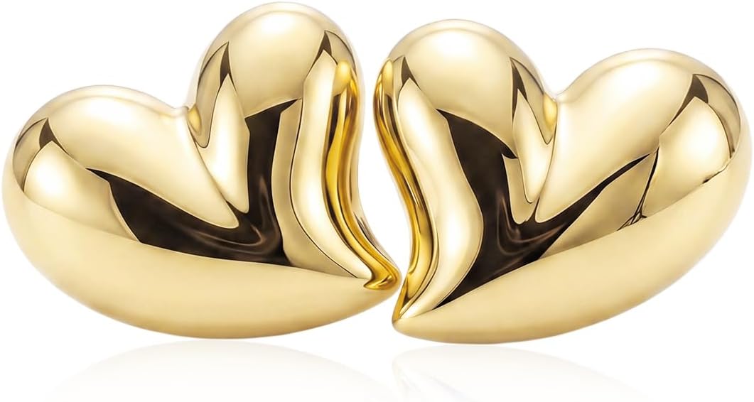 FRUMOS 18K Gold Plated Chunky Hoop Earrings for Women Fashion Thick Gold Hoops Set Jewelry for Birthday Christmas Gifts
