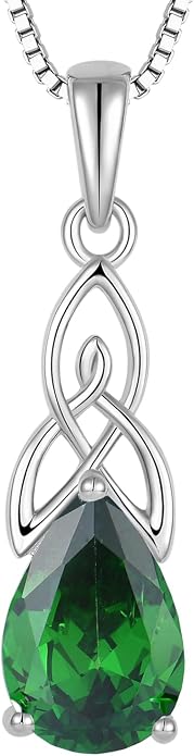STARCHENIE Teardrop Necklace for Women 925 Sterling Silver Irish Celtic Knot Pendant Birthstone Jewelry