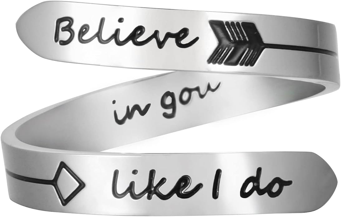 Vrycot Adjustable silvery Inspirational Stainless Steel Adjustable Bands Cool Stacking Opening Gift for Women Statement