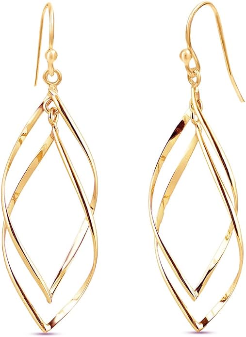 Charmsy 925 Sterling Silver Double Twisted Infinity Dangle Earrings for Women | Linear Marquise Large Loops Classic Infinity Drop Dangle Earrings