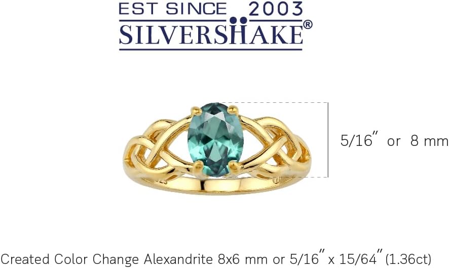 Silvershake 8X6mm Oval Shape Birthstone Gemstone Antique Finishing or Yellow Gold Plated 925 Sterling Silver Celtic Knot Weave Solitaire Ring Jewelry for Women
