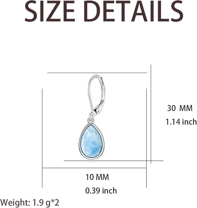 Larimar/Star/Dragonfly/Sunflower/Moonstone/Black Onyx Earrings for Women Leverback Dangle Earrings Hypoallergenic Jewelry for Women
