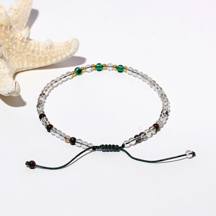 Evil Eye Ankle Bracelets for Women Beads Anklets Beach Accessiory Gemstone Healing Crystal Adjustable