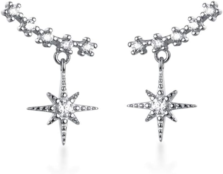 SLUYNZ Sparkling Star Drop Earrings for Women Sterling Silver Star Wrap Earrings Studs