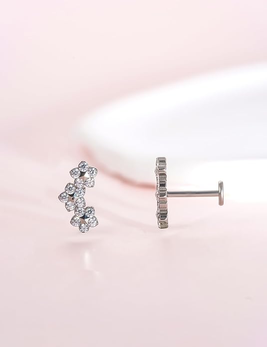 Limerencia 2Pcs 18g Titanium Internally Threaded Tragus Piercing Jewelry Nose Studs Flat Back Earrings Labret, Lip, Helix, Cartilage, Conch, Medusa Piercing for Women Men Sensitive Ears