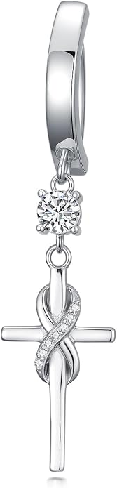 Butterfly Cross Shark Belly Button Ring 925 Sterling Silver Clicker Belly Rings Dangle Navel Ring Hypoallergenic Navel Piercing Belly Piercing Jewelry Gifts for Women