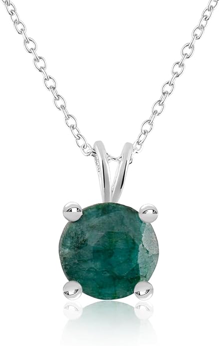 OdrillionGems Natural Gemstone Pendant Necklace, 925 Sterling Silver, Healing Crystal, Birthstone, Round Faceted, Handmade, Women Jewelry, Christmas Gift 16+2inch