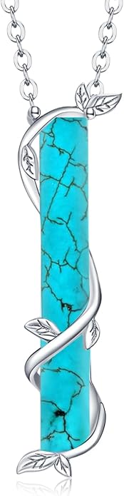 Bar Opal Leaf Necklace For Women S925 Sterling Silver White Opal Pendant with Leaf Charm Bar Pendant Jewelry Gift For Mom Daughter Wife