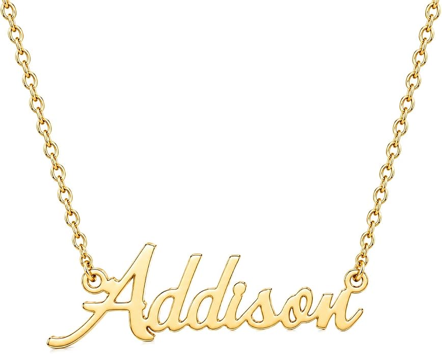 MOMOL 18K Gold Plated Stainless Steel Name Necklace Personalized Custom Name Necklace Customized Nameplate Necklace for women