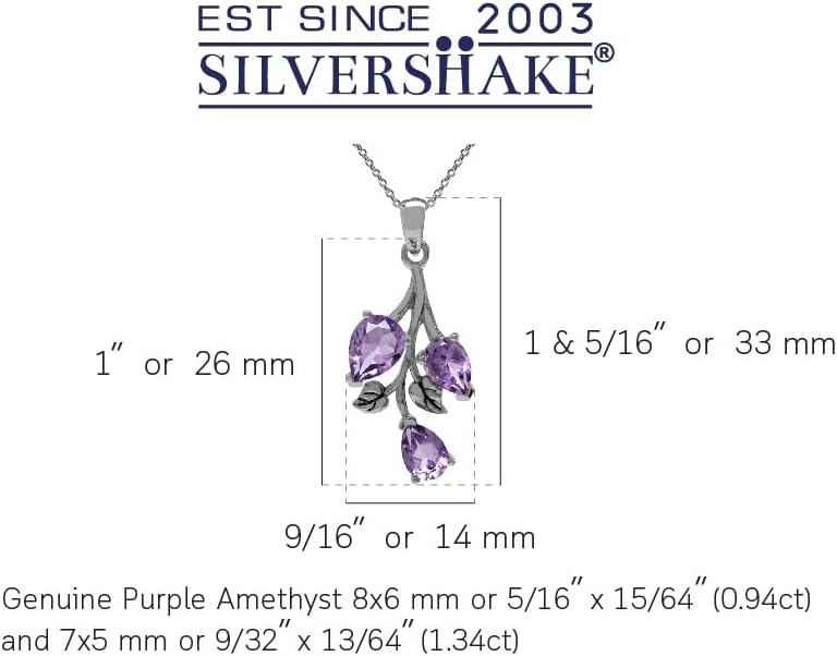 Silvershake Pear Shape Birthstone Gemstone Antique Finishing 925 Sterling Silver Leaf Vintage Inspired Pendant with 18 Inch Chain Necklace Jewelry for Women